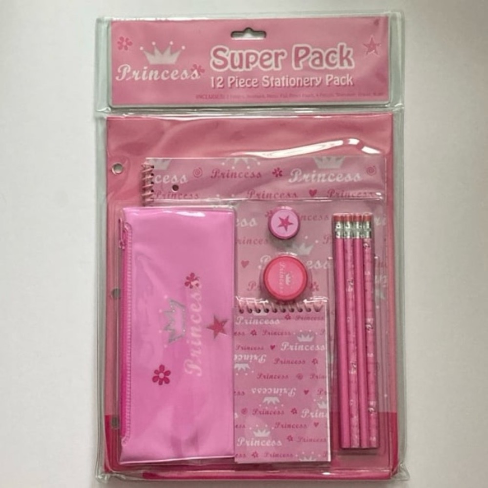 Pink Princess Theme 12 Piece Stationery Pack School Supplies